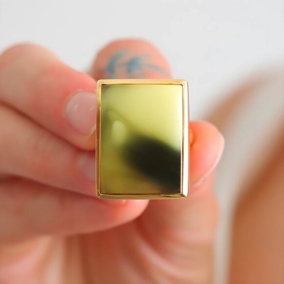 Cocktail Ring - Baltic Butterscotch Amber 14k Gold Plated s925 - Picture 6 of 8